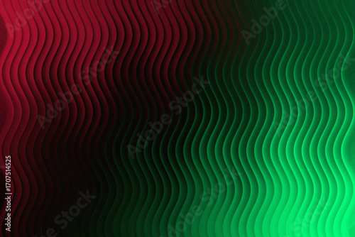 Red and green wavy pattern with a gradient effect and a modern aesthetic design