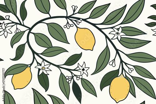 seamless pattern with yellow lemon