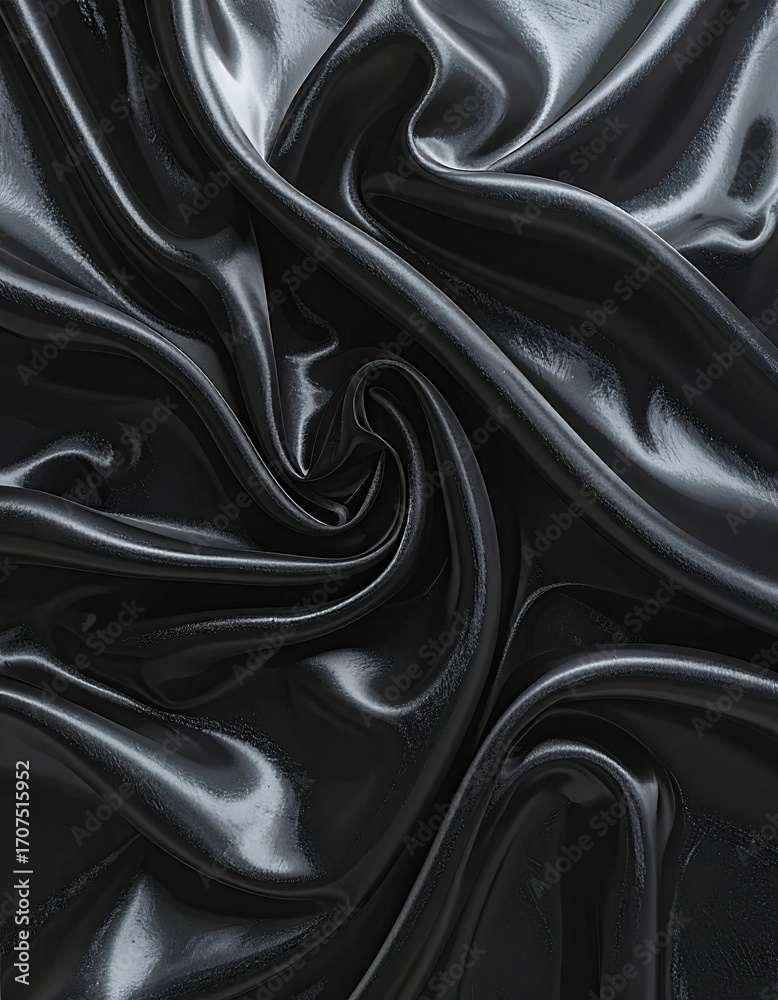 Fototapeta premium Draped black silk fabric texture