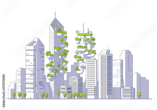 Modern Cityscape with Vertical Greenery.
