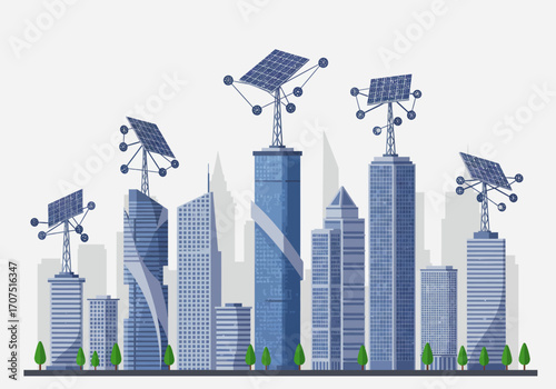Solar Panels on City Buildings: Clean Energy.
