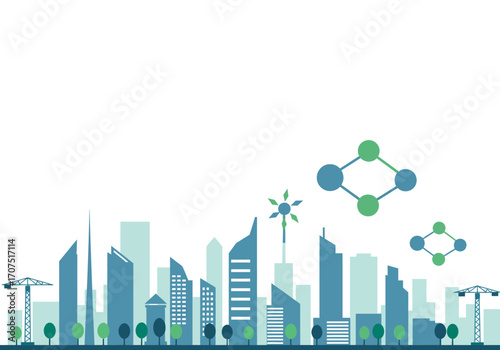 Modern Cityscape Smart Technology Network.