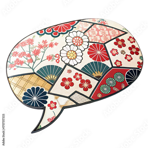 Japanese pattern comic book bubble isolated on transparent background  
