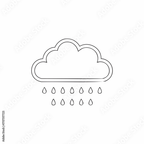 Cloud releasing raindrops during a gentle shower, symbolizing weather and the refreshing nature of rain, creating a peaceful atmosphere.