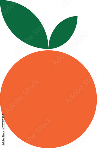 Orange Fruit Vector Illustration with Green Leaves on a Transparent Isolated Backdrop