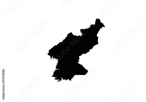 Black silhouette of the Korean Peninsula encompassing North and South Korea
