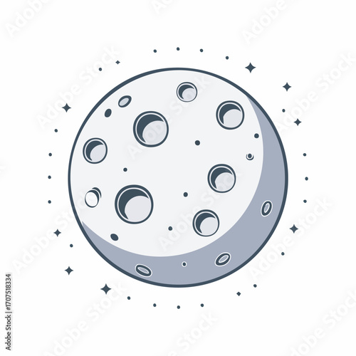 Full moon glows in the dark night sky, surrounded by twinkling stars, creating a serene and magical atmosphere.