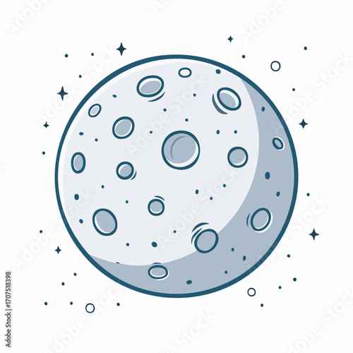 Cartoon moon shining brightly in the night sky with stars twinkling around it, creating a whimsical and dreamy atmosphere.