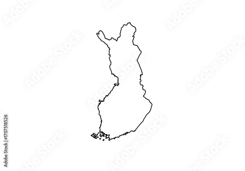 Finland outline crisp black line against a white background Simple clear and illustrative