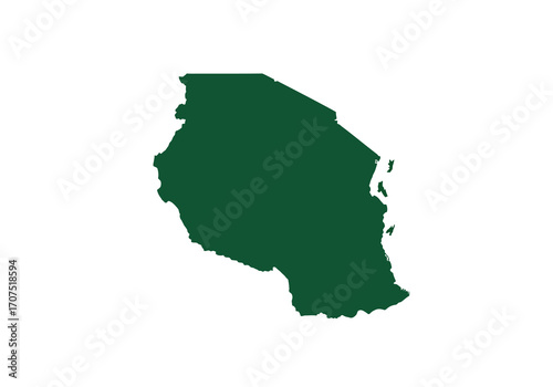 Green silhouette map showcasing a distinct geographic region against a plain white background