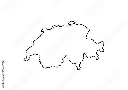 Outline of a country possibly Switzerland Jagged borders Black line