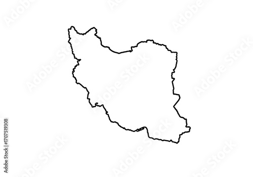 Outline of Irans geographical borders depicted in black against a white background