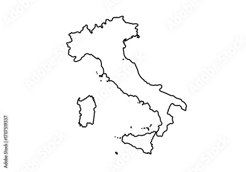 Outline of Italy including Sicily and Sardinia with scattered dots marking locations