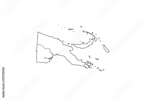 Outline of Papua New Guinea featuring the mainland islands and surrounding ocean