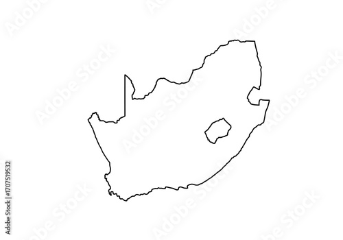 Outline of South Africa with borders clearly defined against a white background