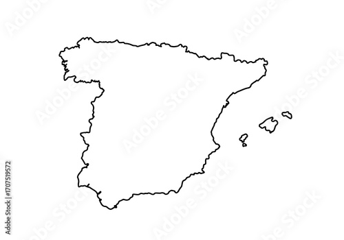 Outline of Spain and the Balearic Islands on a white background