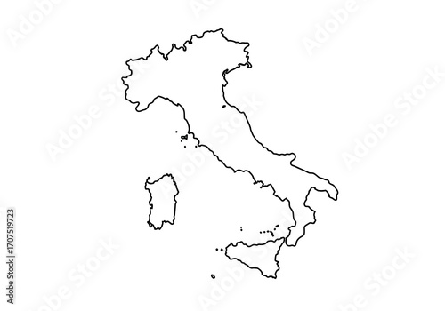 Outline of the country of Italy including Sardinia and Sicily