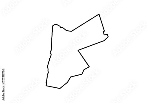 Outline of the country of Jordan against a white background