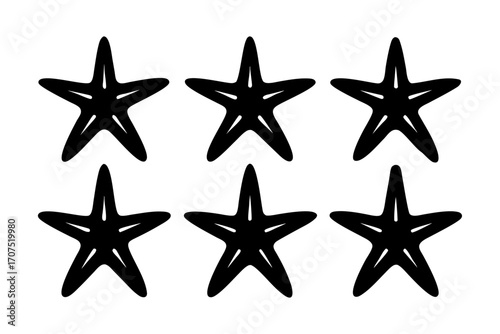 starfish icon set,set of starfish simple silhouette vector