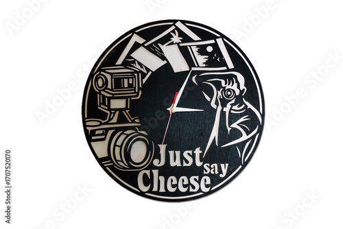 Round wall clock on a white background