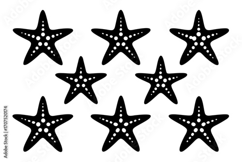 starfish icon set,set of starfish simple silhouette vector