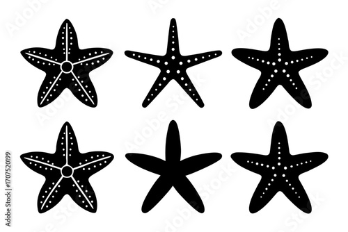 starfish icon set,set of starfish simple silhouette vector