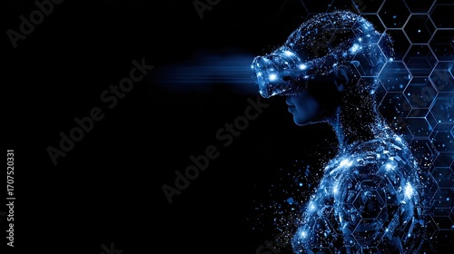 VR experience, digital human profile, futuristic