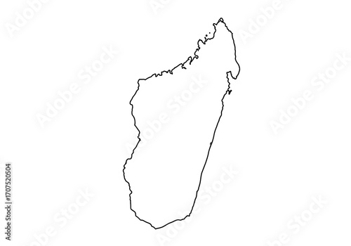 Outlined silhouette of Madagascar a large island nation off Africas coast