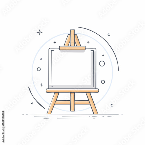Easel stands ready in a bright studio, awaiting the artist's touch and a burst of creative expression, radiating anticipation and potential.