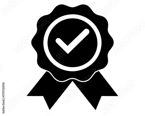 Award Medal icon,Award Medal with Check Mark  black silhouette vector