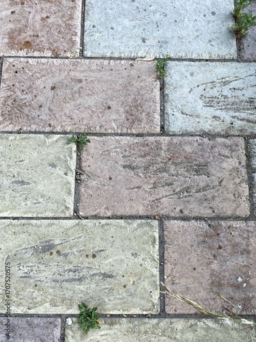 Paving slabs paved road, background view from above