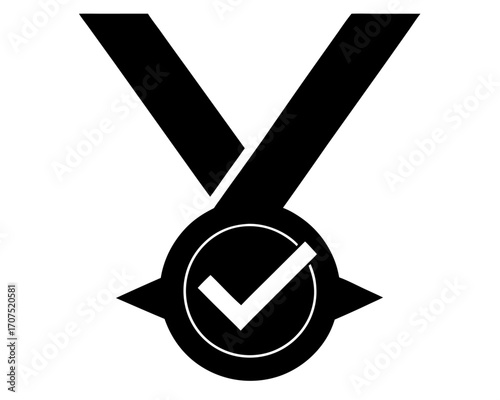 Award Medal icon,Award Medal with Check Mark  black silhouette vector