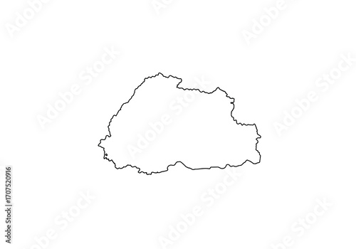 The image shows a simple minimalist outline of Bhutans shape in black against a clean white background