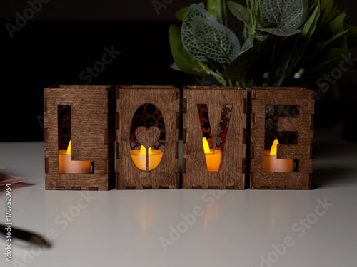 A night light in the form of the word love