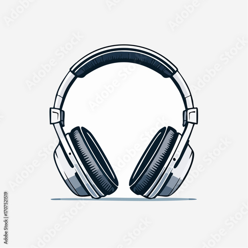 Headphones rest on plain surface, showcasing their sleek form and modern aesthetic with subtle shading and clean lines, evoking a sense of audio enjoyment.