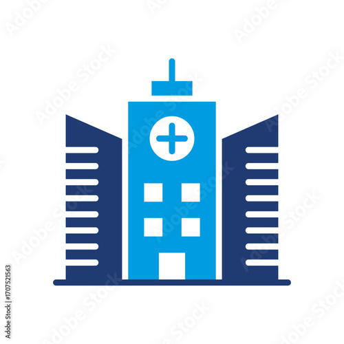 Hospital Icon Vector Illustration Blue Version