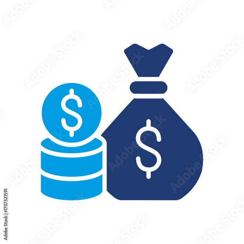 Earning Icon Vector Illustration Blue Version