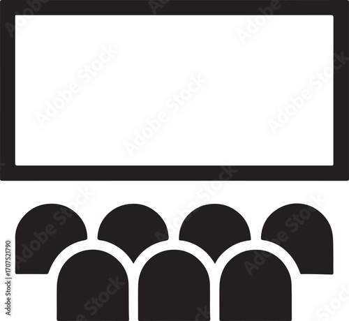 Cinema screen silhouette vector, movie theater and film projection illustration design EPS.