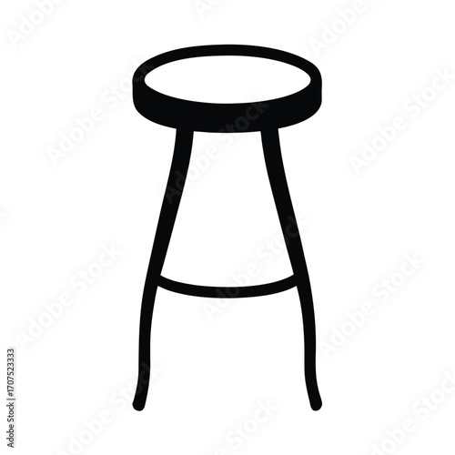 Minimalist black silhouette of a stool on a clean white background