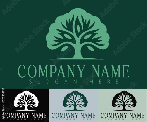 A modern logo showcasing a simple tree silhouette in minimalist style.