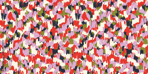 Hand Drawn animal skin and fur print seamless pattern with nature whimsical shapes, spots, dots and lines with textures. Vibrant jungle boho print. Modern exotic collage geometric vector illustration