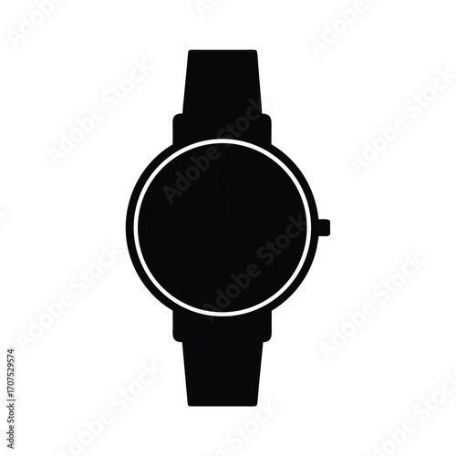 Minimalist black watch silhouette on a clean white background