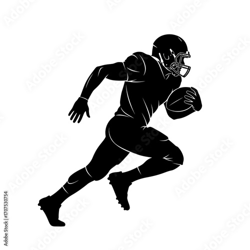 Bold Iconic Vector Silhouette of a Football Player in a Full Sprint