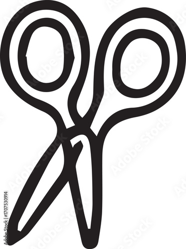 Vector line art illustration with embroidery tools and supplies. Needles, hoops, threads, scissors, thimble, fabric. Black and white outline drawing for craft, sewing, textile design, and handwork.