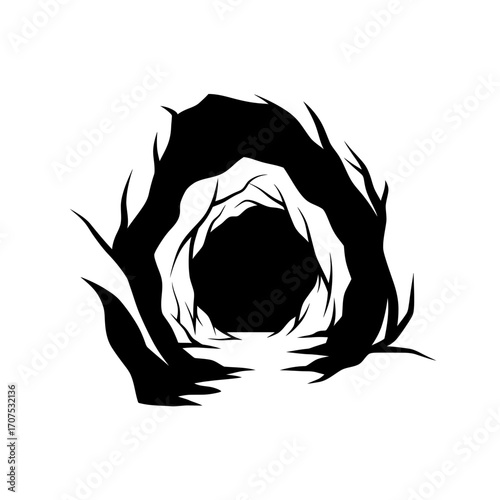 Mysterious Organic Silhouette of a Cave Entrance