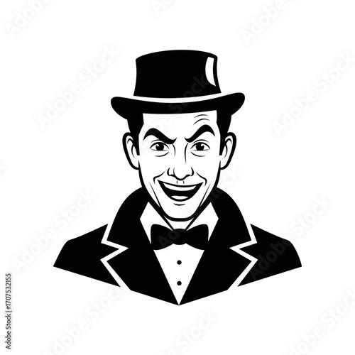 Playful Vector Silhouette of a Male Actor with a Mischievous Persona