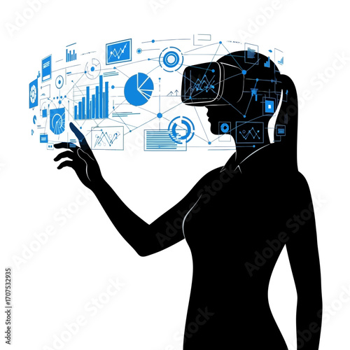 Silhouette of a Female Assistant in Virtual Reality for Data Management