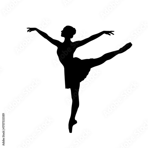Classical Vector Silhouette of a Female Ballet Dancer in an Arabesque Pose