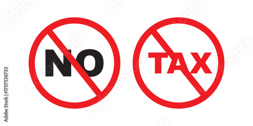no tax icon sign. Tax free sign. tax boycott concept. duty free promotion visuals