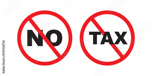 no tax icon sign. Tax free sign. tax boycott concept. duty free promotion visuals